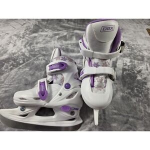 DBX Purple And White Blitz Adjustable Ice Skates Girls Small 10k-13k Shoe size